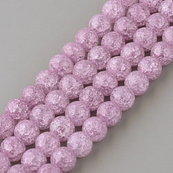 Synthetic Crackle Quartz Beads Strands, Round, Dyed, Plum, 8mm, Hole: 1mm, about 50pcs/strand, 15.7 inch(X-GLAA-S134-8mm-14)