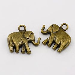 Tibetan Style Alloy Pendants, Cadmium Free & Nickel Free & Lead Free, Elephant, Antique Bronze, 21x18x5mm, Hole: 2.5mm(TIBEP-LF10778YKG-AB-FF)