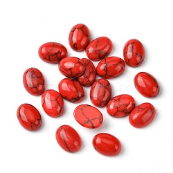 Synthetic Turquoise Cabochons, Dyed, Oval, Red, 8~8.5x6~6.5x2.5~3.5mm(G-A094-01B-43)