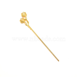 Alloy Hair Stick Findings, Vintage Decorative for Hair Diy Accessory, Flower Shape, Golden, 160x27mm, Hole: 2mm(FIND-WH0092-57G)