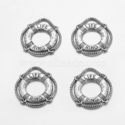 Tibetan Style Alloy Pendants, Cadmium Free & Nickel Free & Lead Free, Life Ring/Lifebuoy/Cork Hoop, Antique Silver, Size: about 24mm long, 22mm wide, 2mm thick, hole: 3mm(TIBEP-0803-S-FF)