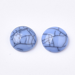 Resin Cabochons, Imitation Turquoise, Dome/Half Round, Cornflower Blue, 12x4mm(RESI-T034-09B-02)