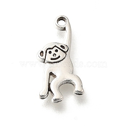 Tibetan Style Alloy Pendants, Cadmium Free & Lead Free, Monkey, Antique Silver, 15x8x1.5mm, Hole: 1.2mm, about 1000pcs/500g(FIND-G078-04AS)