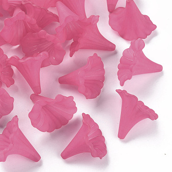 Transparent Acrylic Beads, Calla Lily, Frosted, Camellia, 40.5x33x35mm, Hole: 1.8mm, about 135pcs/500g
