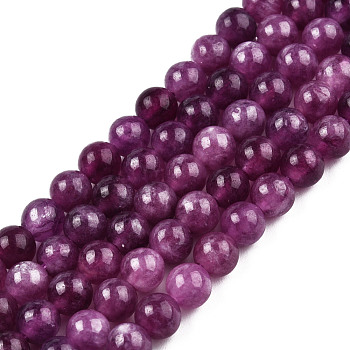 Natural Quartz Beads Strands, Dyed & Heated, Imitation Quartz, Round, Purple, 6~6.5mm, Hole: 1mm, about 62pcs/strand, 14.96 inch(38cm)