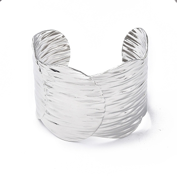304 Stainless Steel Wide Open Cuff Bangle for Women, Stainless Steel Color, Inner Diameter: 2-1/8x2-1/2 inch(5.25cmx6.2cm)