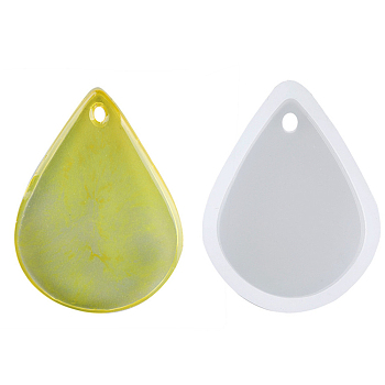 Teardrop Pendant Silicone Molds, for UV Resin, Epoxy Resin Jewelry Making, White, 28x21x8mm