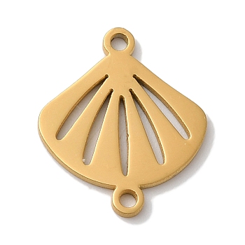 304 Stainless Steel Connector Charms, Laser Cut, Shell Shape Link, Real 18K Gold Plated, 14x12x1mm, Hole: 1mm