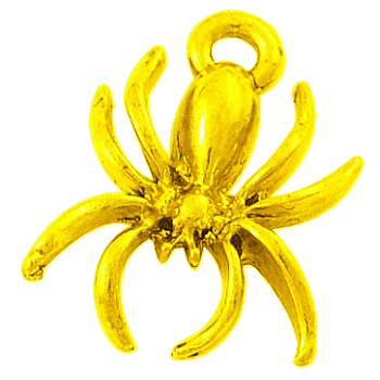 Alloy Pendants, Lead Free and Cadmium Free, Spider, Golden, about 18mm long, 14mm wide, 3mm thick, hole: 2mm