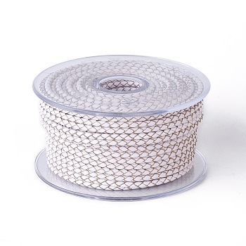 Braided Cowhide Cord, Leather Jewelry Cord, Jewelry DIY Making Material, White, 5mm, about 21.87 yards(20m)/roll