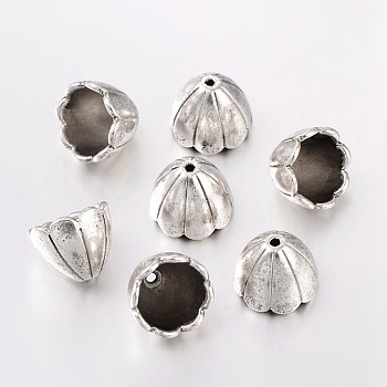 Alloy Bead Caps, Lead Free and Cadmium Free, Antique Silver Color, about 15mm long, 17mm wide, 17mm thick, hole: 2mm