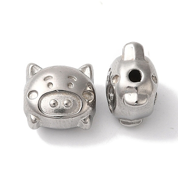 Non-Tarnish 304 Stainless Steel Beads, Pig, Stainless Steel Color, 9x10x7mm, Hole: 1.6mm