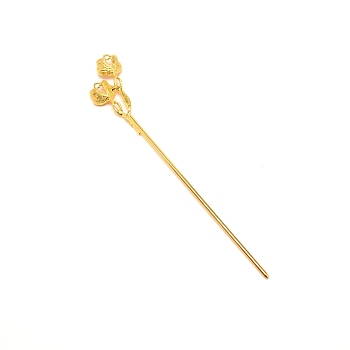 Alloy Hair Stick Findings, Vintage Decorative for Hair Diy Accessory, Flower Shape, Golden, 160x27mm, Hole: 2mm