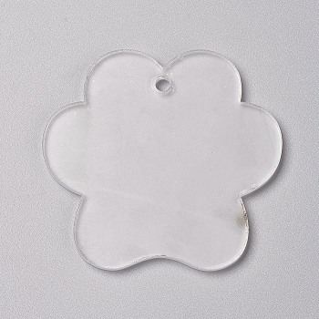 Transparent Blank Acrylic Pendants, for DIY Keychains, Bag Tags, Gift Tags, Christmas Ornaments, Flower, Clear, 54.5x58.5x2.5mm, Hole: 3.5mm