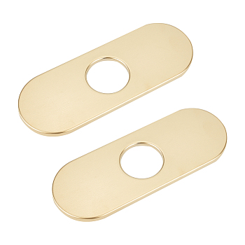 304 Stainless Steel Sink Hole Covers, Deck Plate for Bathroom Vanity Sink, 3-to-1 Kitchen Faucet Escutcheon Plate, Golden, 160x60.5x5.5mm, Hole: 35mm