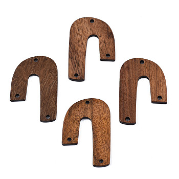 Resin & Walnut Wood Pendants, Saddle Brown, 39x26x2.5mm, Hole: 2mm