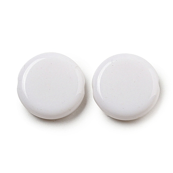 Opaque Acrylic Beads, Flat Round, White, 15x4.5mm, Hole: 2mm