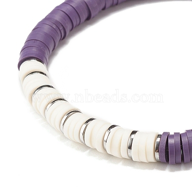 Handmade Polymer Clay Heishi Beads Stretch Bracelet for Women(BJEW-JB07526)-4