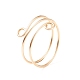 Brass Wire Wrap Double Line Cuff Ring for Women(RJEW-JR00505-02)-5