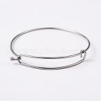 Tarnish Resistant Adjustable 304 Stainless Steel Expandable Bangle Making, Stainless Steel Color, 61~62mm(BJEW-L604-09P)