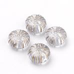 Plating Transparent Acrylic Beads, Golden Metal Enlaced, Rondelle/Pumpkin, Clear, 12x7mm, Hole: 1mm, about 703pcs/500g(PACR-Q115-47)