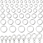 Zinc Alloy Lobster Claw Clasps, with Brass Open Jump Rings, Mixed Shapes, Platinum, 10x6mm, Hole: 1mm(FIND-SC0022-05)
