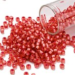 TOHO 6/0 Round Beads, Japanese Seed Beads, (2201) Silver Lined Almond Blossom, 4mm, Hole: 1.5mm, about 840pcs/50g(SEED-XTR06-2201)