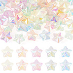 50Pcs 5 Colors UV Plating Luminous Transparent Acrylic Beads, Glow in The Dark, Star, Mixed Color, 21x22x14.5mm, Hole: 3.8mm, 10pcs/color(OACR-TA0003-63)