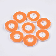 Resin Buttons, 2-Hole, Flat Round, Orange, 13x2mm, Hole: 1.8mm, about 1000pcs/bag(BUTT-Q041-01F)