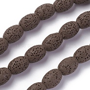 Natural Lava Rock Beads Strands, Dyed, Rice, Coconut Brown, 12~12.5x8.5~9mm, Hole: 2mm, about 33pcs/Strand, 15.55 inch(39.5cm)(G-F671-03A-04)
