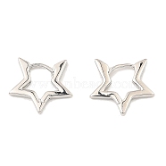 Brass Hoop Earrings, Star, Platinum, 14.5x15.5x2mm(EJEW-I289-09P)