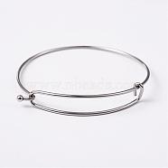 Adjustable 304 Stainless Steel Expandable Bangle Making, Stainless Steel Color, 61~62mm(BJEW-L604-09P)