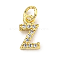 Initial Letter Brass with Cubic Zirconia Charms, Real 18K Gold Plated, Long-Lasting Plated, Lead Free & Cadmium Free, Letter Z, 10.5x6x1.5mm, ring: 5x1mm, inner diameter: 3mm(KK-Q814-26Z-G)
