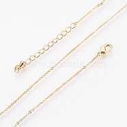 Brass Cable Chain Necklaces Making, with Lobster Claw Clasp, Real 18K Gold Plated, 17.51 inch(44.5cm)(MAK-P011-01G)
