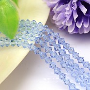 K9 Glass, Faceted Imitation Austrian Crystal Bead Strands, Grade AAA, Bicone, Azure, 6x6mm, Hole: 0.7~0.9mm, about 68pcs/strand, 15.7 inch(G-M180-6mm-14A)