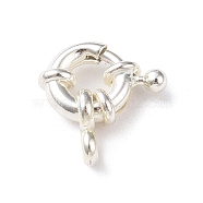 Eco-friendly Brass Spring Ring Clasps, Cadmium Free & Lead Free, Long-Lasting Plated, 925 Sterling Silver Plated, 9x9x1~3mm, Hole: 1.5mm(KK-D082-02S-A)