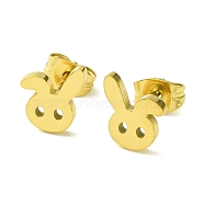 Cute Little Animal Theme 304 Stainless Steel Stud Earrings, Rabbit, 9x8mm(EJEW-B041-04B-G)