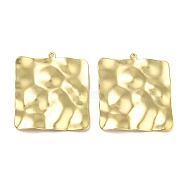 Rack Plating Eco-Friendly Brass Pendants, Cadmium Free & Lead Free, Textured Square Charm, Real 18K Gold Plated, 29x25.5x2mm, Hole: 1.4mm(KK-M255-02G)