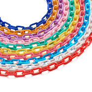 Yilisi 40 Strands 10 Colors Handmade Opaque Acrylic Paperclip Chains, Drawn Elongated Cable Chains, Mixed Color, 13x7.5x2mm, 19.88 inch(50.5cm)/strand, 4strands/color(KY-YS0001-04)