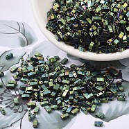 MIYUKI Half TILA Beads, Japanese Seed Beads, 2 Hole, (HTL468) Metallic Malachite Green Iris, 5x2.3x1.9mm, Hole: 0.8mm, about 250pcs/10g(X-SEED-J020-HTL0468)