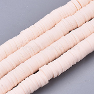 Handmade Polymer Clay Beads Strands, for DIY Jewelry Crafts Supplies, Heishi Beads, Disc/Flat Round, Misty Rose, 6x0.5~1mm, Hole: 1.8mm, about 320~447pcs/strand, 15.75 inch~16.14 inch(40~41cm)(X-CLAY-R089-6mm-072)