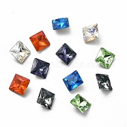 K9 Glass Cabochons, Pointed Back & Back Plated, Faceted, Square, Mixed Color, 6x6x3mm(GGLA-Z001-02)