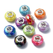 Opaque Acrylic European Beads, with Stainless Steel Core, Large Hole Beads, AB Color, Faceted, Rondelle, Mixed Color,15x8.5~9mm, Hole: 5mm(X1-OACR-E033-28P)