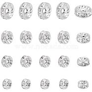 40Pcs 4 Style 316 Surgical Stainless Steel Spacer Beads, with Rhinestone, Disc, Stainless Steel Color, 6~10x3~4mm, Hole: 1~2mm, 10pcs/style(RB-UN0001-07)