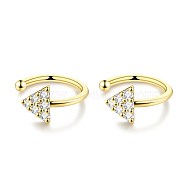 Brass Micro Pave Clear Cubic Zirconia Cuff Earrings, Triangle, Golden, 12mm(EJEW-BB67128)