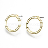Alloy Stud Earrings, with Steel Pins, Cadmium Free & Nickel Free & Lead Free, Ring, Light Gold, 15x14.5mm, Pin: 0.7mm(EJEW-N046-006-NR)