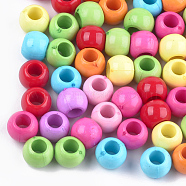 Acrylic European Beads, Large Hole Beads, Rondelle, Mixed Color, 10x8mm, Hole: 5mm, about 1100pcs/500g(MACR-T023-08)