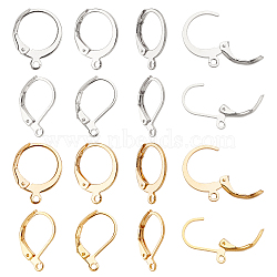 120Pcs 4 Style 304 Stainless Steel Leverback Earring Findings, with Loop, Mixed Color, 14.5~16x10~12x2mm, Hole: 0.8~1.5mm, 30pcs/style(STAS-NB0001-17)