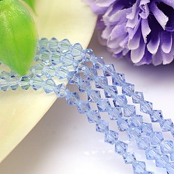 K9 Glass, Faceted Imitation Austrian Crystal Bead Strands, Grade AAA, Bicone, Azure, 6x6mm, Hole: 0.7~0.9mm, about 68pcs/strand, 15.7 inch(G-M180-6mm-14A)