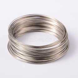 Memory Wire, for Bracelet Making, Steel Wire, Platinum, 22 Gauge, 0.6mm, Inner Diameter: 65mm, about 1500 circles/1000g(TWIR-H022-P)